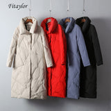 Fitaylor Women Winter Down Jacket Ultra Light 90% White Duck Down Stand Collar Snow Wear Ladies Long Parkas Down Overcoat