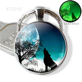 Glow In The Dark Wolf Key Chain Key Rings Holder Luminous Wolf Head Keychain Men Jewelry Gift