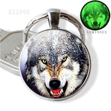 Glow In The Dark Wolf Key Chain Key Rings Holder Luminous Wolf Head Keychain Men Jewelry Gift