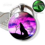 Glow In The Dark Wolf Key Chain Key Rings Holder Luminous Wolf Head Keychain Men Jewelry Gift