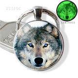 Glow In The Dark Wolf Key Chain Key Rings Holder Luminous Wolf Head Keychain Men Jewelry Gift