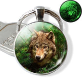 Glow In The Dark Wolf Key Chain Key Rings Holder Luminous Wolf Head Keychain Men Jewelry Gift