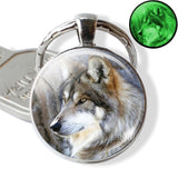 Glow In The Dark Wolf Key Chain Key Rings Holder Luminous Wolf Head Keychain Men Jewelry Gift