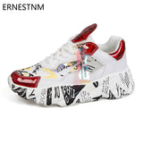 ERNESTNM 2019 NEW Women Chunky Sneakers Platform Autumn Shoes Sequined Casual Bling Female Red Dames Dad Shoe Zapatillas Mujer