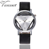 Vansvar New Arrival Fashion Women Silver Triangle Watch Casual Transparent Hollow Leather Quartz Watches Relogio Feminino 933