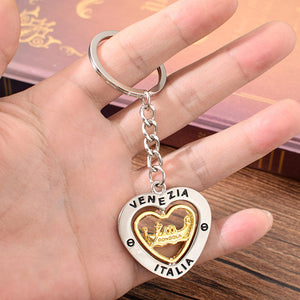 Vicney Italy Venezia Keychain Zinc Alloy Heart Shape Key Chain Rotatable Keyring For Friend Lover's Key Chain For Key