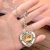 Vicney Italy Venezia Keychain Zinc Alloy Heart Shape Key Chain Rotatable Keyring For Friend Lover's Key Chain For Key