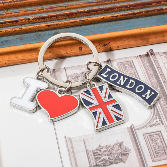 Vicney I LOVE LONDON Fashion Key Chain British Flag Pendant Keychain For Friends Zinc Alloy London Travel Souvenir Keyring Gifts