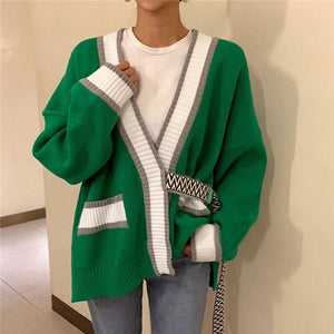 Women Sweater Cardigans 2019 Elegant Female Patchwork Knitting Sweater Casual Autumn Winter Warm Outwear Coat Lace Up Top