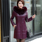 L-8XL NEW Women's Down Coat Leather Sheepskin Coat Winter 2019 Fashion Mother Thicken Fur Collar White Duck Down Jacket