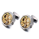 Lepton Watch Movement Cufflinks For Mens Business Steampunk Gear Watch Mechanism Cufflink Men Wedding Cuff links Relojes gemelos