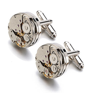 Lepton Watch Movement Cufflinks For Mens Business Steampunk Gear Watch Mechanism Cufflink Men Wedding Cuff links Relojes gemelos