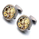 Lepton Watch Movement Cufflinks For Mens Business Steampunk Gear Watch Mechanism Cufflink Men Wedding Cuff links Relojes gemelos