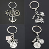 1pc London Big Ben Keychains No Matter Where Airplane Charms Compass Keyring With Earth Travel Jewelry Gift For Man