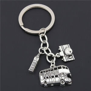 1pc London Big Ben Keychains No Matter Where Airplane Charms Compass Keyring With Earth Travel Jewelry Gift For Man