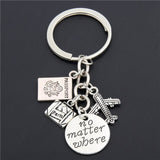 1pc London Big Ben Keychains No Matter Where Airplane Charms Compass Keyring With Earth Travel Jewelry Gift For Man