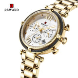 REWARD Luxury Brand Women Fashion Watches Steel Waterproof Sport Quartz Chronograph Military Watch Female Clock Relogio Feminino