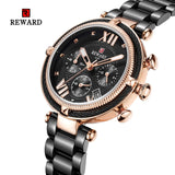 REWARD Luxury Brand Women Fashion Watches Steel Waterproof Sport Quartz Chronograph Military Watch Female Clock Relogio Feminino